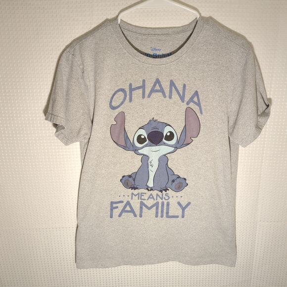 Disney Lilo & Stitch Ohana Means Family Gray Graphic T-Shirt Mens Medium Movie - Picture 1 of 4